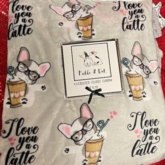 PICKLE & DOT / CREST MILLS Other - NWT GORGEOUS FRENCH BULLDOG FRENCHIE OVERSIZED 60" X 70" PLUSH THROW / BLANKET